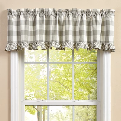 Park Designs Buffalo Check Ruffled Dove Valance 60" X 14" 1 Park Designs Buffalo Check Ruffled Dove Valance 60" X 14"