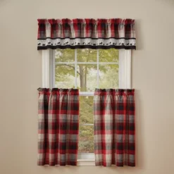 Park Designs Champlain Lined Border Valance - 72"L - Red