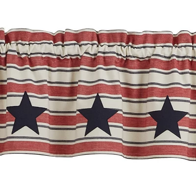 Park Designs Stars And Stripes Patch Lined Valance - 60''L - Red 2 Park Designs Stars And Stripes Patch Lined Valance - 60''L - Red - Image 2