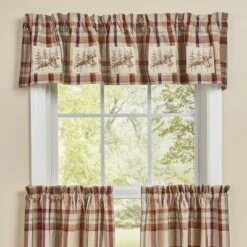 Park Designs Gamekeeper Plaid Lined Pheasant Patch Valance 60" X 14"