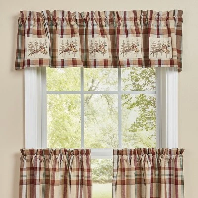 Park Designs Gamekeeper Plaid Lined Pheasant Patch Valance 60" X 14" 1 Park Designs Gamekeeper Plaid Lined Pheasant Patch Valance 60" X 14"