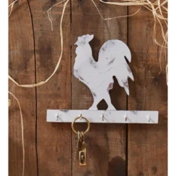Park Designs Rooster Wood Key Hook Distressed Cream