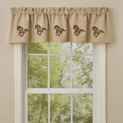 Park Designs Horse Embroidered Lined Valance 60” X 14”