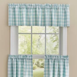 Park Designs Gingham Check Aqua Valance 72" X 14"