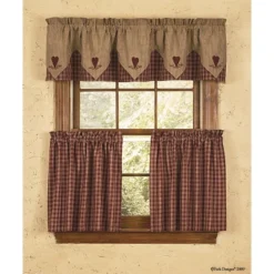 Park Designs Sturbridge Heart Embroidered Point Valance - Wine