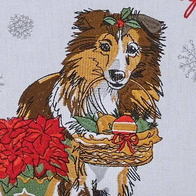 Park Designs Holiday Kisses Collie Pillow - 10'' - White 2 Park Designs Holiday Kisses Collie Pillow - 10'' - White - Image 2