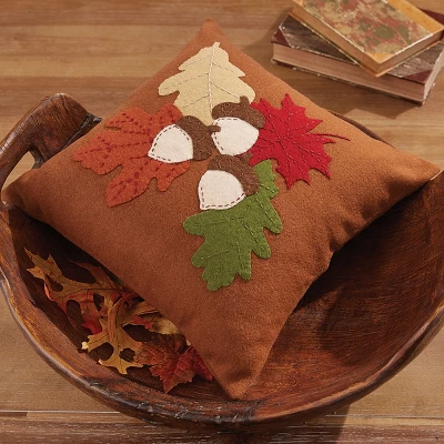 Park Designs Leaves Felt Pillow Cover - 16'' - Beige 1 Park Designs Leaves Felt Pillow Cover - 16'' - Beige