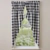 Buffalo Check Lined Gathered Swag 63"L - Black & Cream