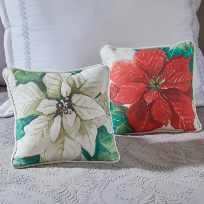 Park Designs Poinsettia Pine White Poinsettia 10" Pillow 1 Park Designs Poinsettia Pine White Poinsettia 10" Pillow