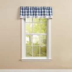 Park Designs Buffalo Check Home Lined China Blue Valance 60" X 14"
