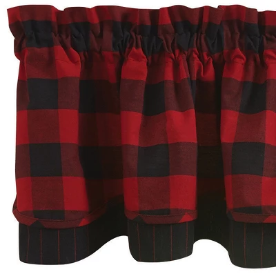 Park Designs Buffalo Check Lined Layered Valance 72" X 16" 2 Park Designs Buffalo Check Lined Layered Valance 72" X 16" - Image 2