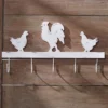 Park Designs Rooster Wood 5 Arm Distressed Cream Hook