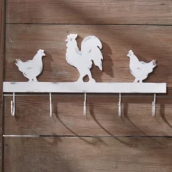 Park Designs Rooster Wood 5 Arm Distressed Cream Hook