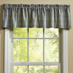 Park Designs Horizon Plaid Blue Valance 72" X 14"