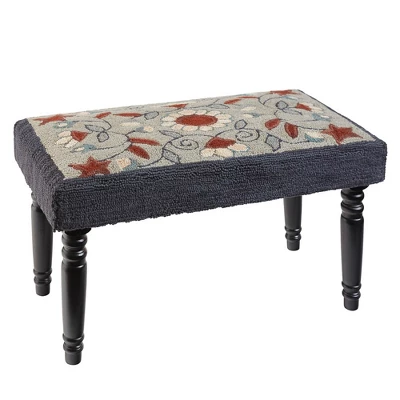 Park Designs Gray Floral Hooked Bench 1 Park Designs Gray Floral Hooked Bench
