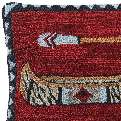 Park Designs Wilderness Canoe Hooked Pillow Cover 18" 1 Park Designs Wilderness Canoe Hooked Pillow Cover 18"