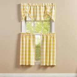 Park Designs Buffalo Check Lined Farmhouse Yellow Valance 60" X 20"