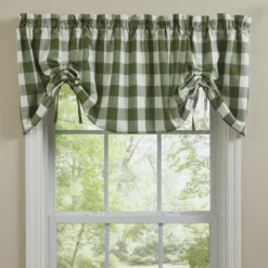 Park Designs Buffalo Check Lined Farmhouse Sage Valance 60"