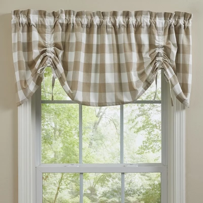 Park Designs Buffalo Check Lined Farmhouse Natural Valance 60" 1 Park Designs Buffalo Check Lined Farmhouse Natural Valance 60"