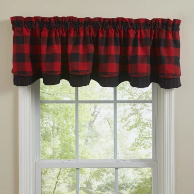 Park Designs Buffalo Check Lined Layered Valance 72" X 16" 1 Park Designs Buffalo Check Lined Layered Valance 72" X 16"