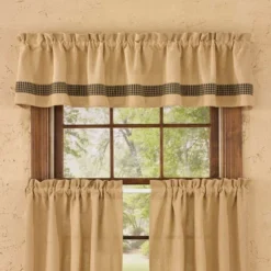 Burlap & Check Valance - Black