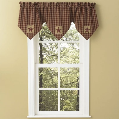 Park Designs Sturbridge Patch Lined Triple Point Valance - Wine 1 Park Designs Sturbridge Patch Lined Triple Point Valance - Wine