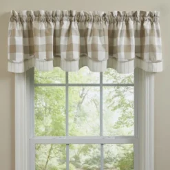 Park Designs Buffalo Check Lined Layered Natural Valance 72"