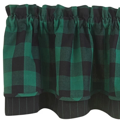 Park Designs Buffalo Check Lined Layered Forest Green Valance 72" 2 Park Designs Buffalo Check Lined Layered Forest Green Valance 72" - Image 2