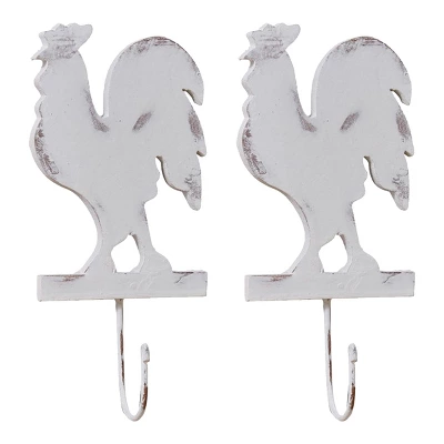 Park Designs Rooster Wood Single Hook Distressed Cream - Set Of 2 3 Park Designs Rooster Wood Single Hook Distressed Cream - Set Of 2 - Image 3