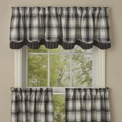 Park Designs Crossroads Lined Layered Valance - 72''L - Black