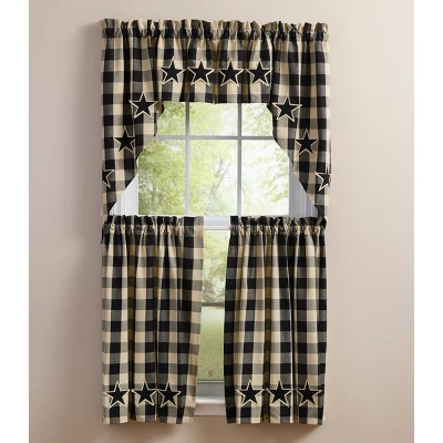 Park Designs Wicklow Star Black Swags Pair 72" X 36" 1 Park Designs Wicklow Star Black Swags Pair 72" X 36"