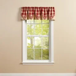 Park Designs Buffalo Check Lined Point Garnet Valance 72" X 15"