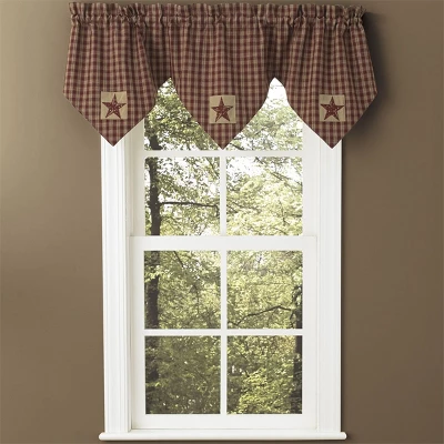 Park Designs Sturbridge Patch Lined Triple Point Valance - Wine 2 Park Designs Sturbridge Patch Lined Triple Point Valance - Wine - Image 2