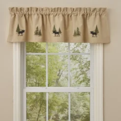 Moose Embroidered Lined Valance 60'' X 14''