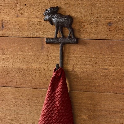 Park Designs Cast Moose Single Hook - Burl - Set Of 2 1 Park Designs Cast Moose Single Hook - Burl - Set Of 2