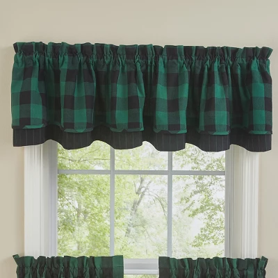 Park Designs Buffalo Check Lined Layered Forest Green Valance 72" 1 Park Designs Buffalo Check Lined Layered Forest Green Valance 72"