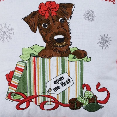 Park Designs Holiday Kisses Terrier Pillow - 10'' - White 2 Park Designs Holiday Kisses Terrier Pillow - 10'' - White - Image 2