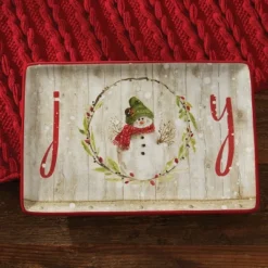 Park Designs Farmhouse Snowman Platter - Red
