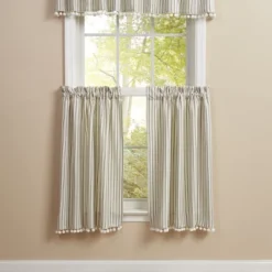 Park Designs Ticking With Ball Fringe Tiers 72" X 36"