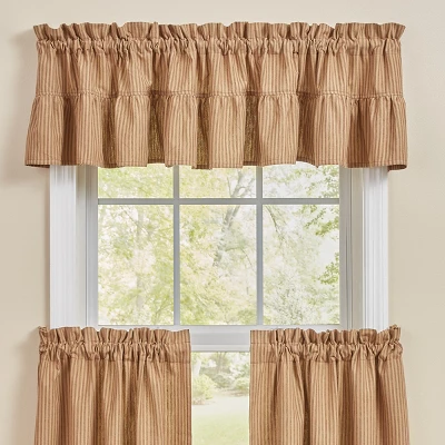 Park Designs Sturbridge Ticking Ruffle Wine Valance 72" 1 Park Designs Sturbridge Ticking Ruffle Wine Valance 72"
