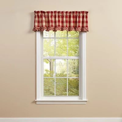 Park Designs Buffalo Check Ruffled Garnet Valance 60" X 14" 1 Park Designs Buffalo Check Ruffled Garnet Valance 60" X 14"