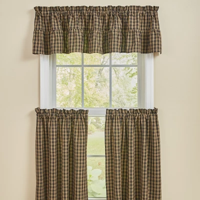 Park Designs Sturbridge Plaid Ruffle Black Valance 72" 1 Park Designs Sturbridge Plaid Ruffle Black Valance 72"