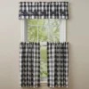 Buffalo Check Bear Applique Valance 14"L - Black & Cream