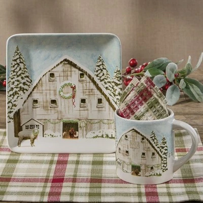 Park Designs Christmas Barn Mug Set Of 4 1 Park Designs Christmas Barn Mug Set Of 4