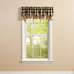 Park Designs Buffalo Check Lined Point Black Valance 72" X 15"