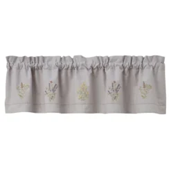 Flowers Embroidered Lined Valance 60'' X 14''