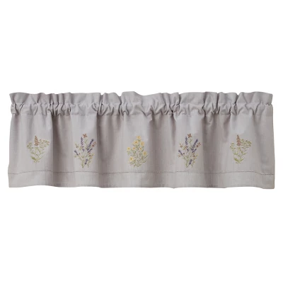 Flowers Embroidered Lined Valance 60'' X 14'' 1 Flowers Embroidered Lined Valance 60'' X 14''
