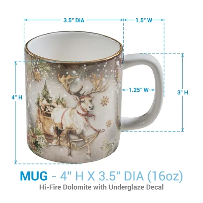 Park Designs Snow Globe Reindeer Gold Mug Set Of 4 3 Park Designs Snow Globe Reindeer Gold Mug Set Of 4 - Image 3