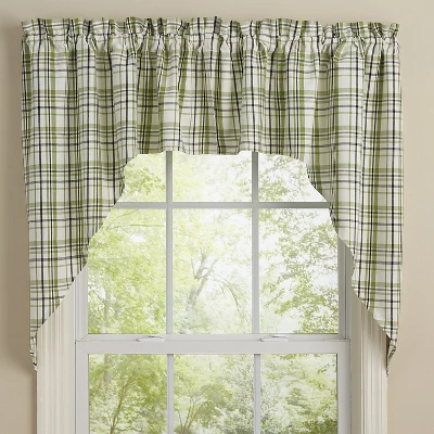 Time In A Garden - Green Plaid Swags 72'' X 36'' 1 Time In A Garden - Green Plaid Swags 72'' X 36''