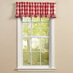 Park Designs Buffalo Check Ruffled Red Valance 60" X 14"